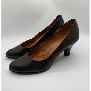Sofft Pumps Women Size 9.5M Dark Brown Leather Slip-on Block Heel Comfort Shoes